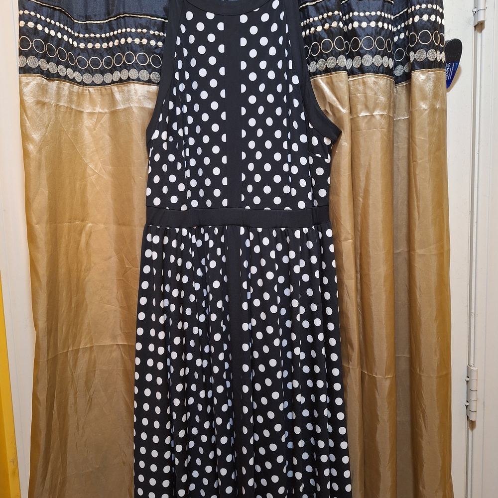 Torrid Black and White Polka Dot Midi Dress